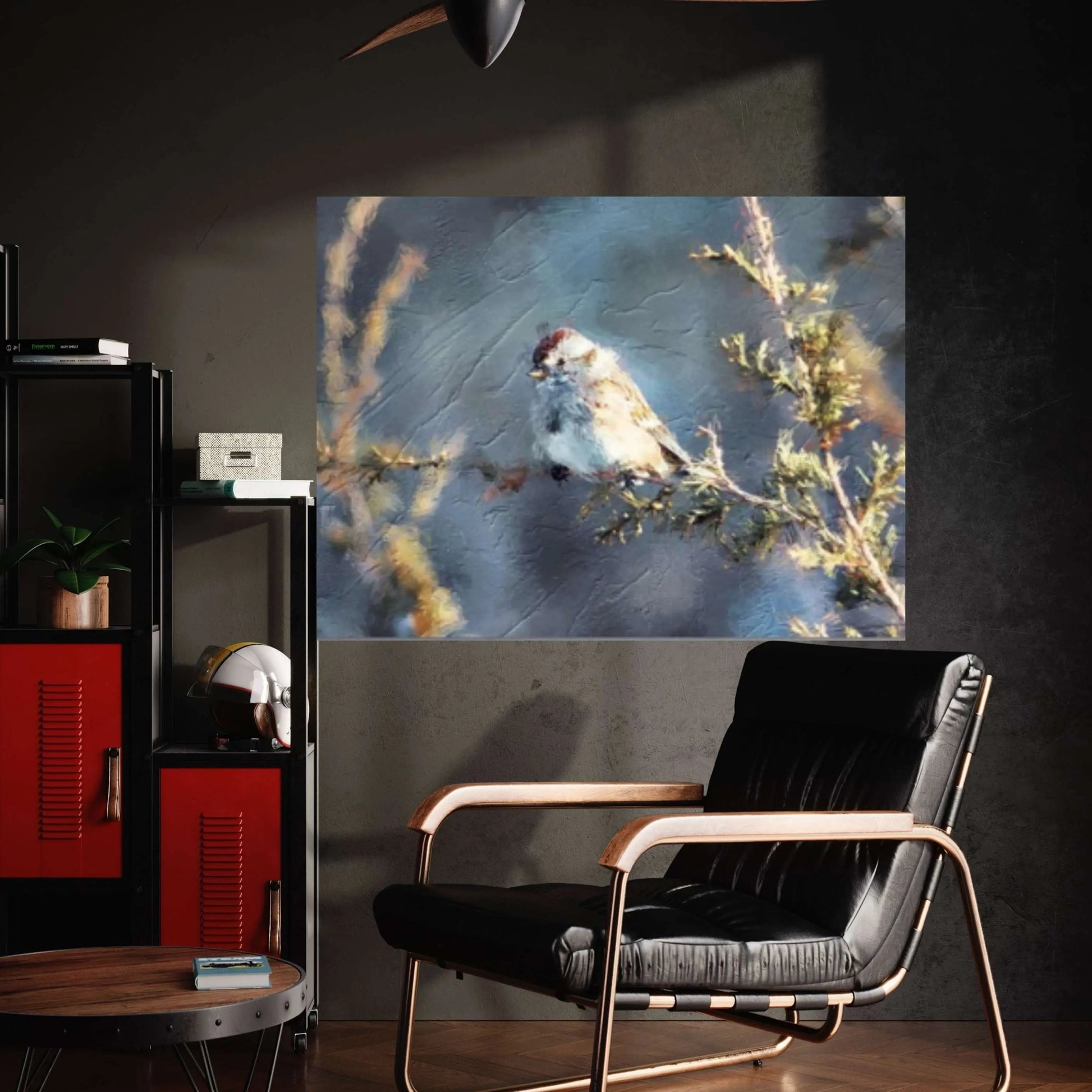 Sparrow Bird in the Flowers Print on Canvas - Y Canvas