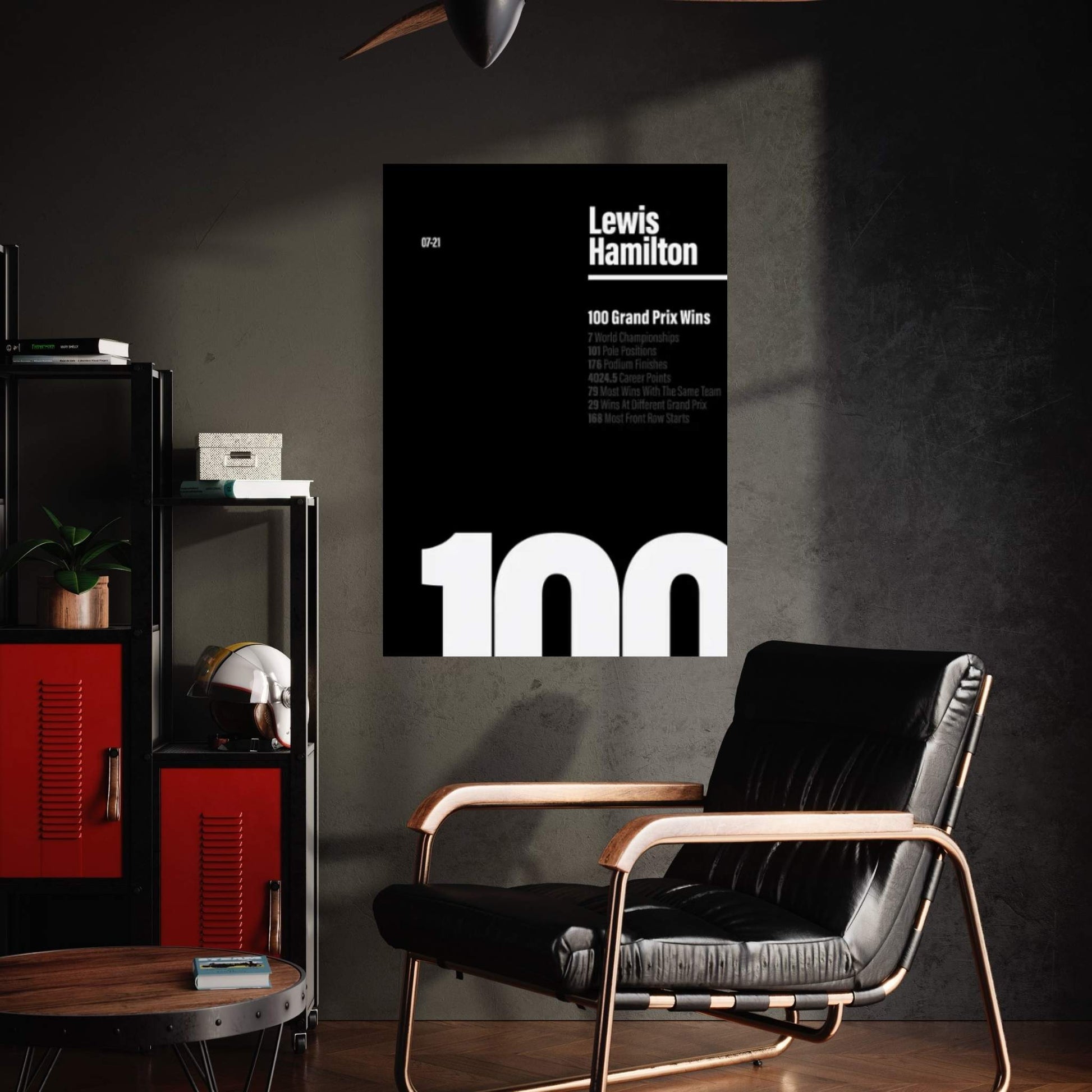 Lewis Hamilton 100 Wins (White/Black) Canvas Wall Art - Y Canvas
