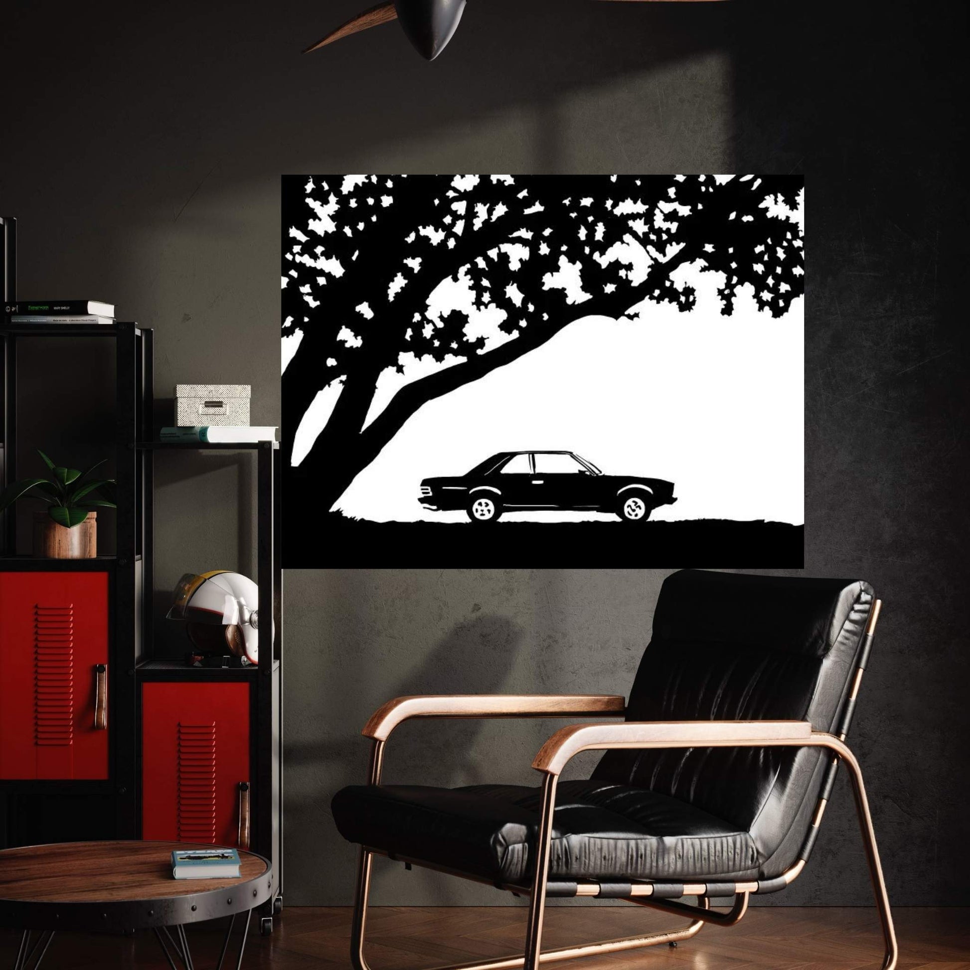 Car Under The Tree Canvas Wall Art - Y Canvas