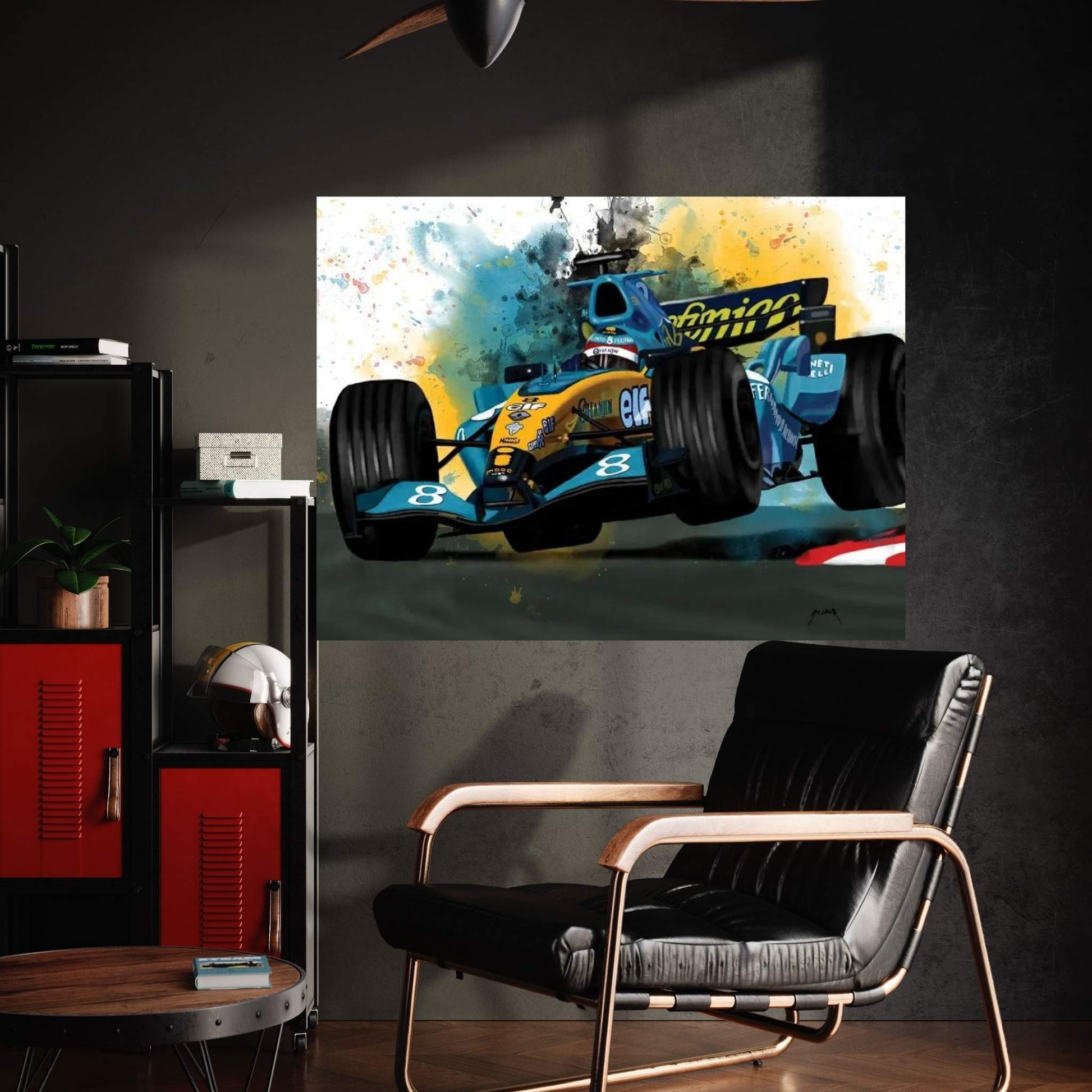 Alonso's Racecar Canvas Wall Art - Y Canvas