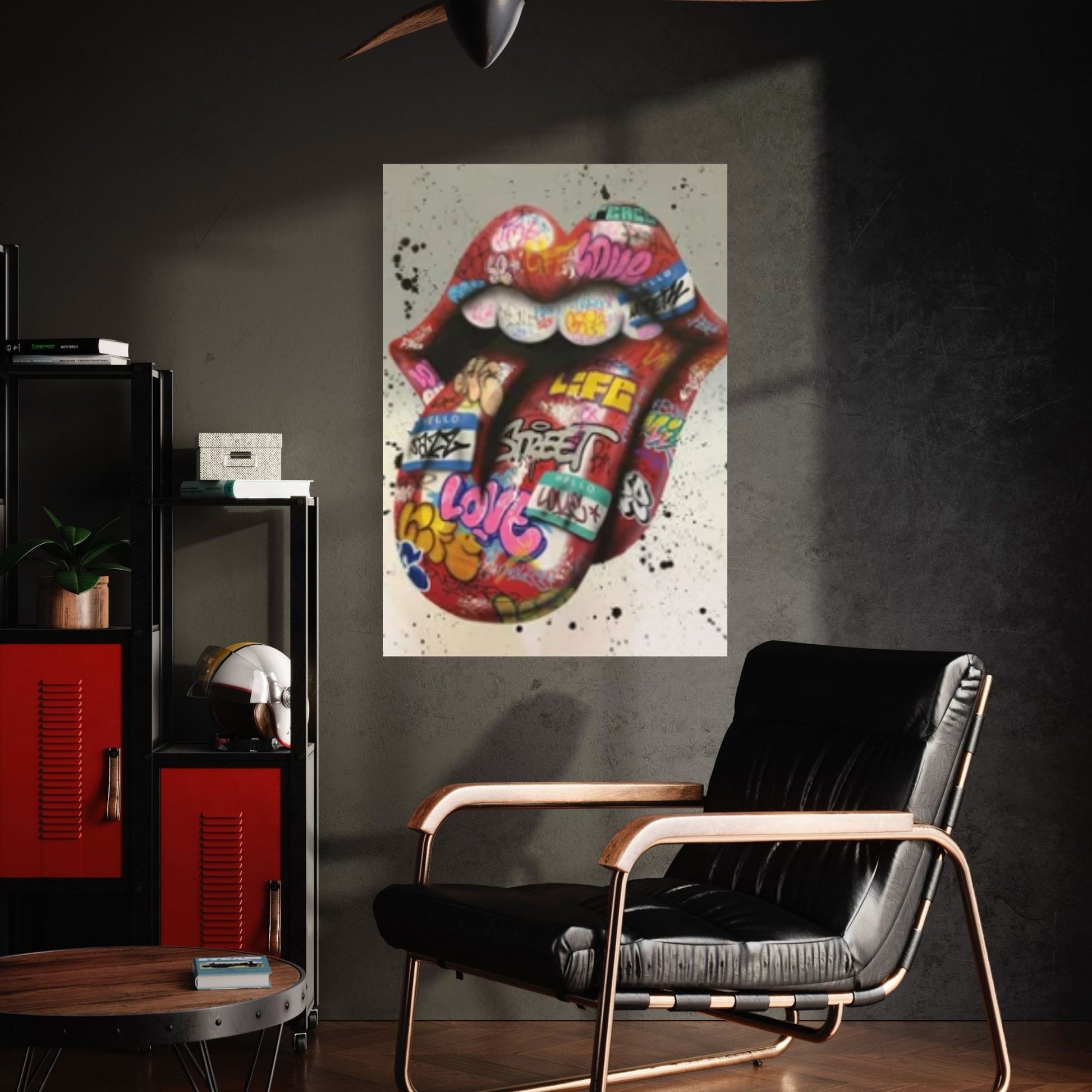 Banksy Poster, Sexy Lip Art Canvas Decor, Print Poster Graffiti Wall Art - Y Canvas