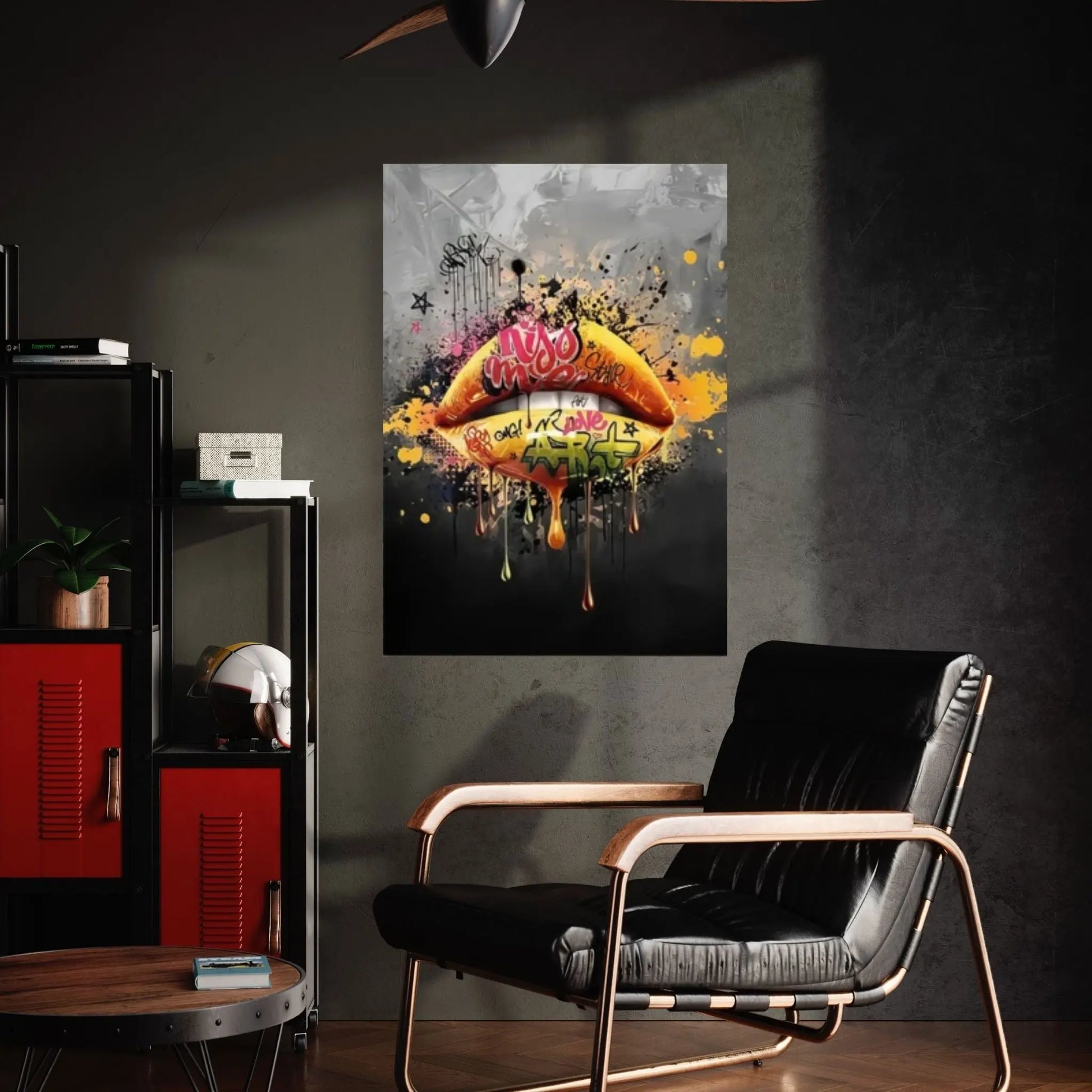 Sexy Lips Graffiti Canvas Art Wall Canvas Decor, Gold Wall Art - Y Canvas