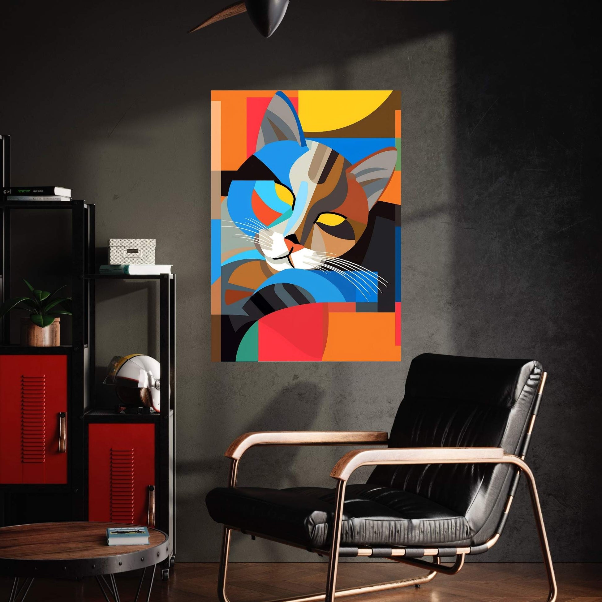 Picasso Style Colorful Cat Canvas Wall Art - Y Canvas