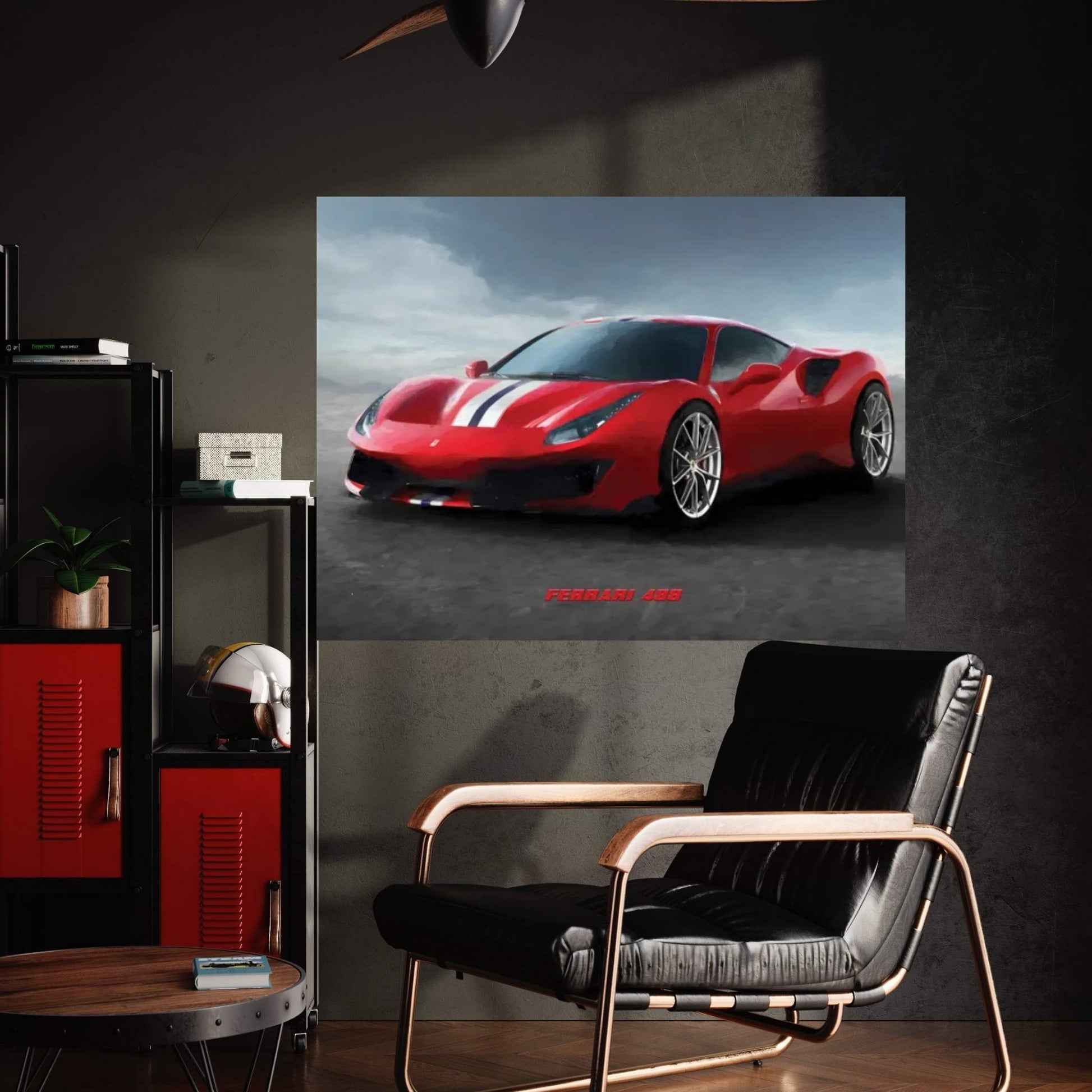 Ferrari 488 V-2 In Watercolor Canvas Wall Art - Y Canvas