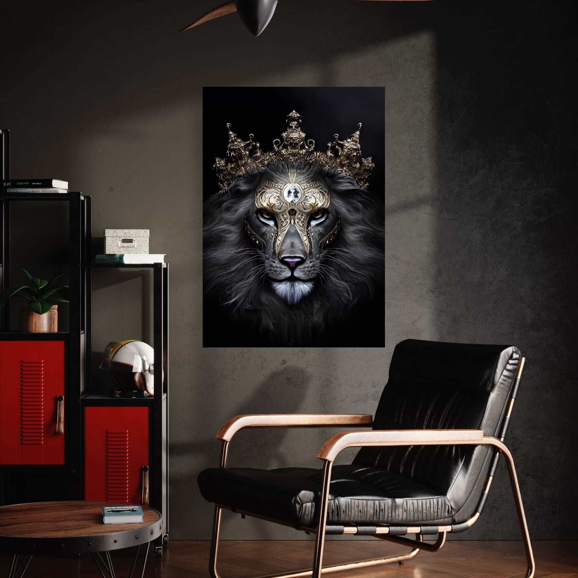 King Gold Lion Wall Art, Lion Canvas Art, Animal Wall Art - Y Canvas