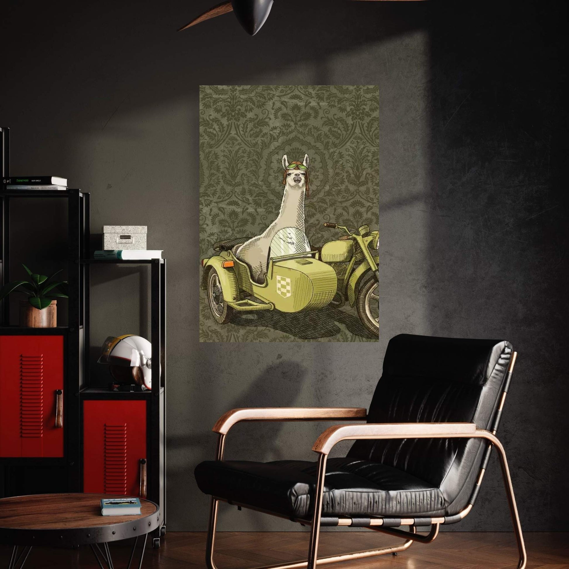 Sidecar Llama Canvas Wall Art - Y Canvas