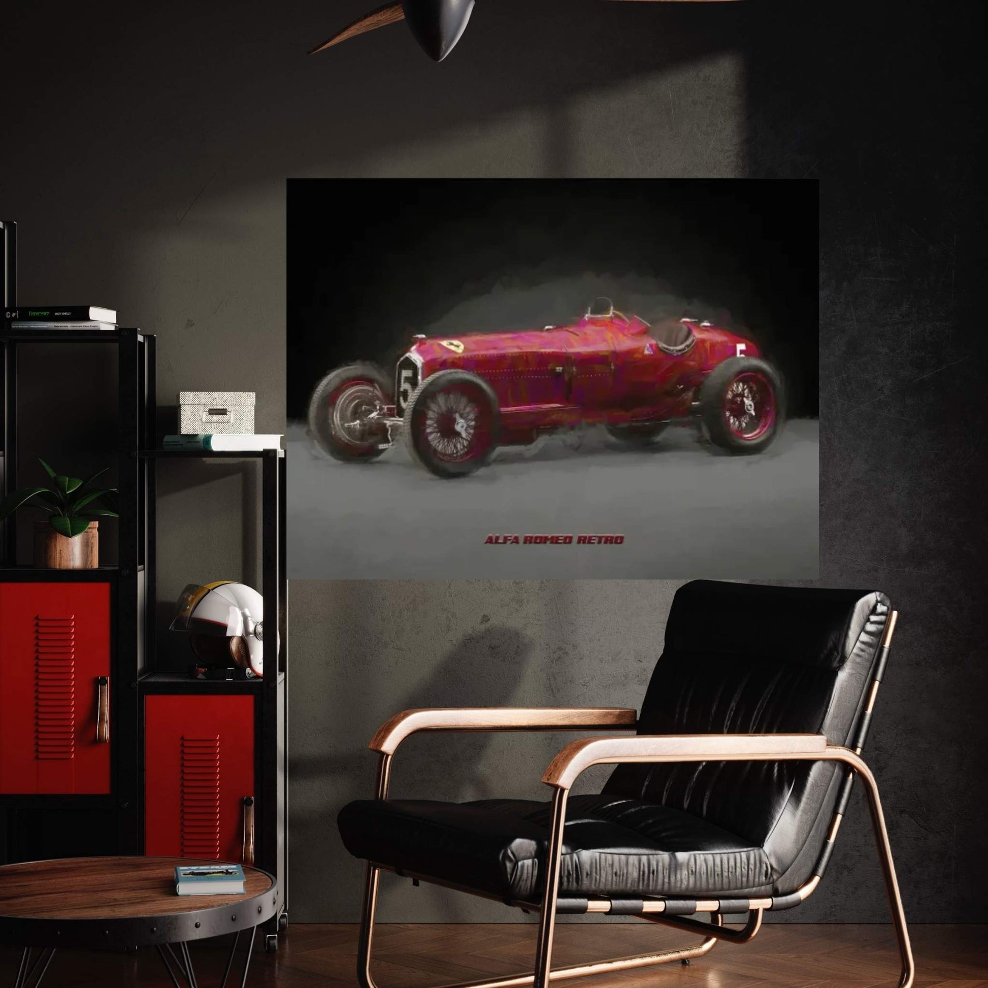 Alfa Romeo Retro In Watercolor Canvas Wall Art - Y Canvas