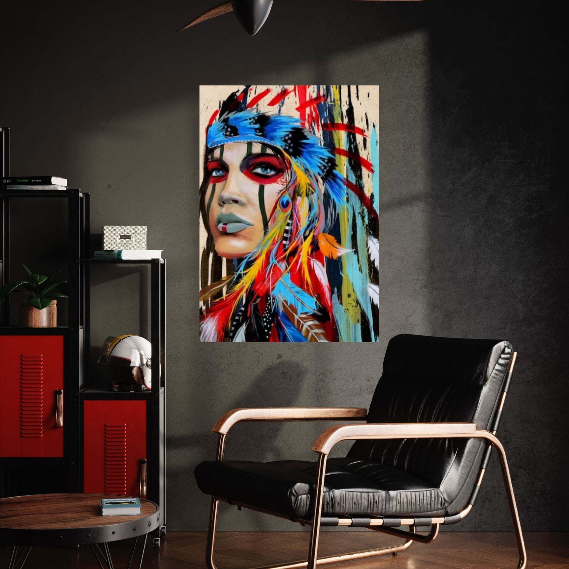 Native American Indian Girl Wall Art Canvas Painting Women, Wall Decor Pop Art - Y Canvas