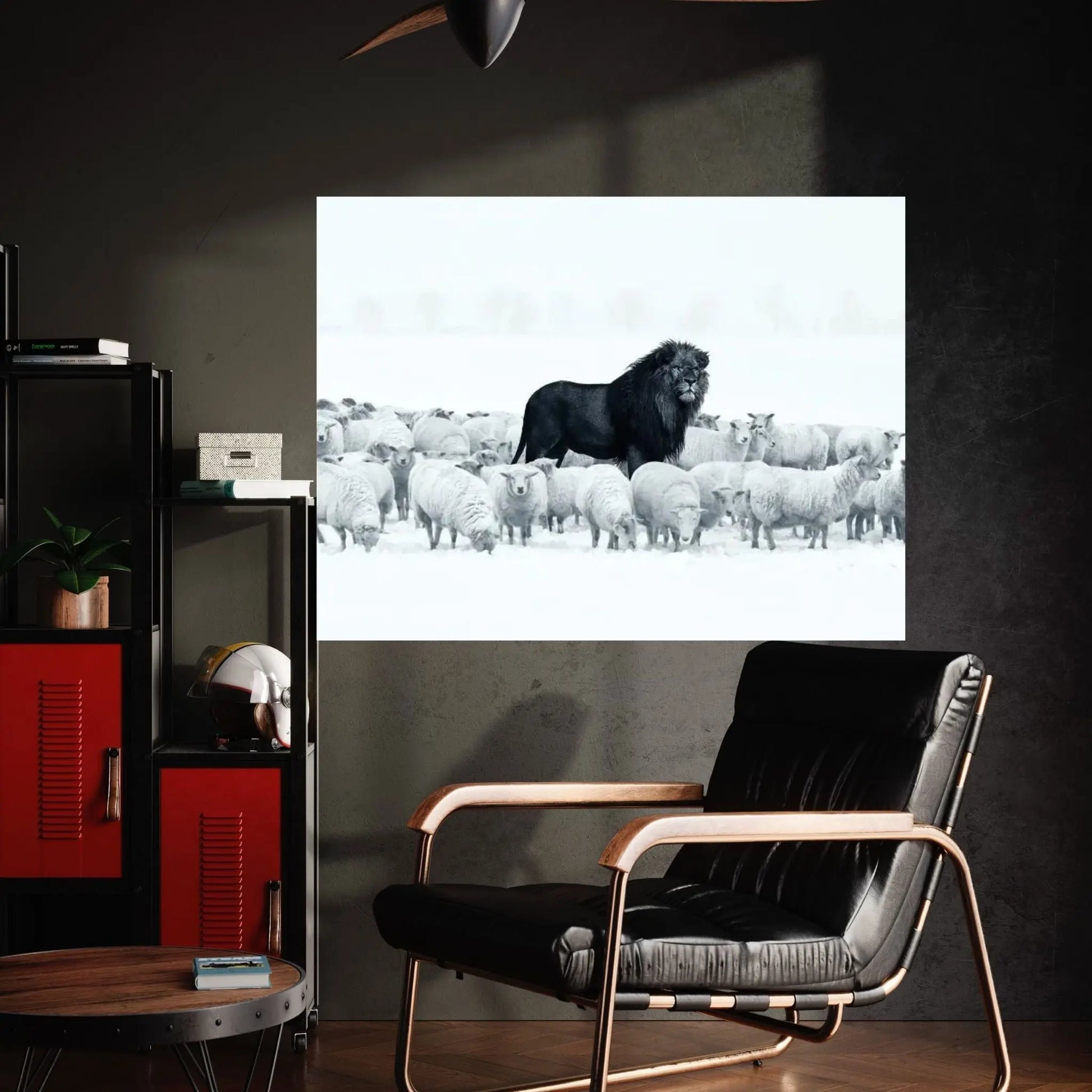 Lion Among Sheep Canvas Wall Art - Y Canvas