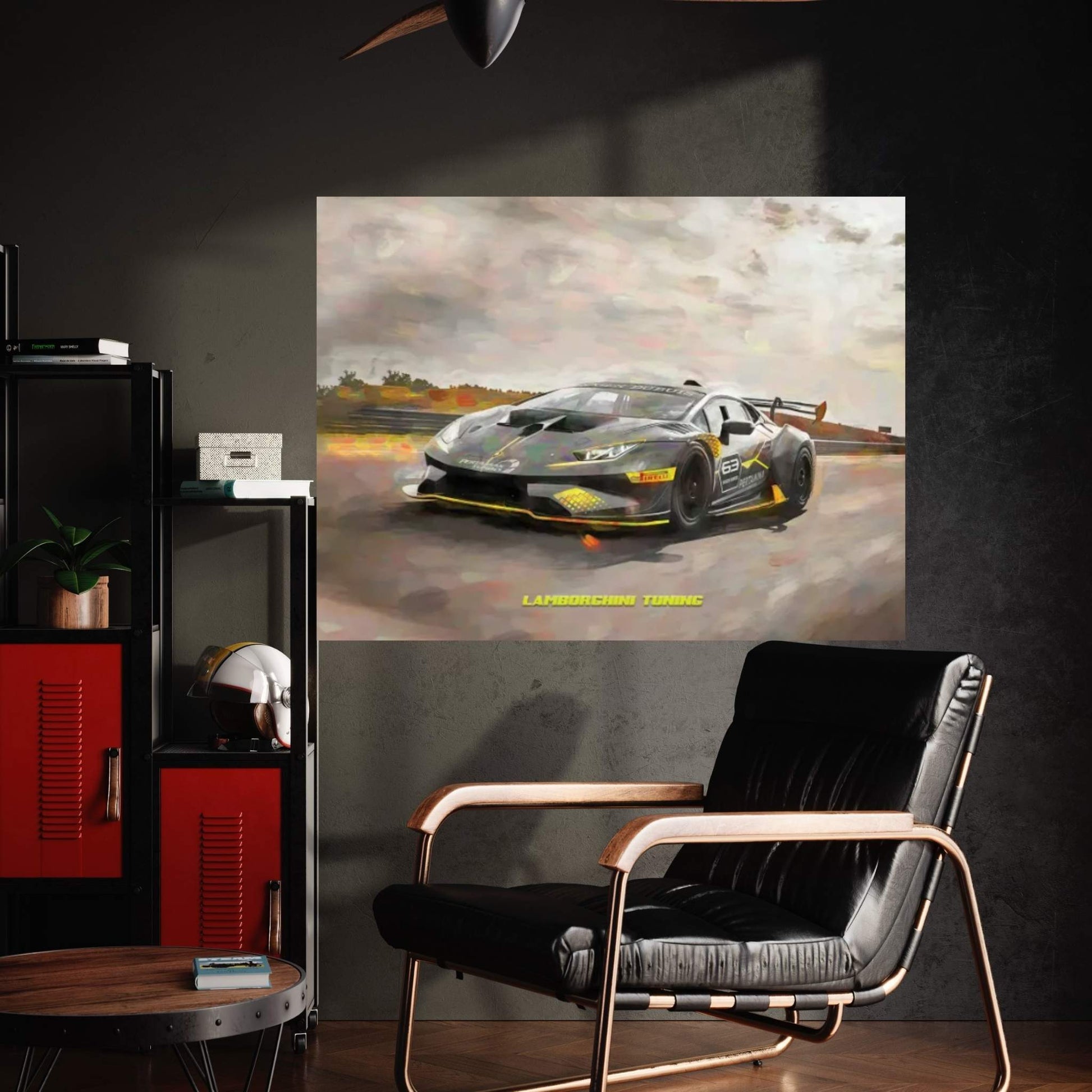 Lamborghini Tuning V2 In Watercolor Canvas Wall Art - Y Canvas