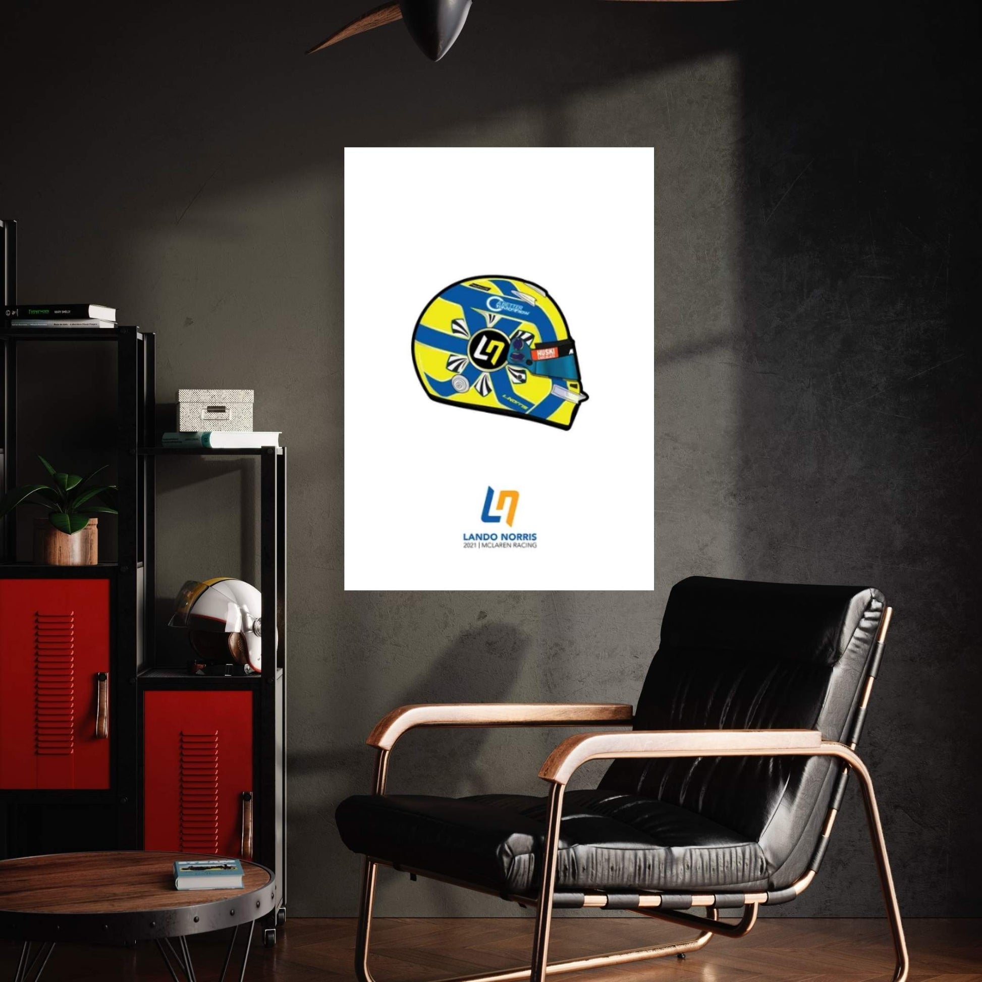 Lando Norris Helmet 2021 (White) Canvas Wall Art - Y Canvas