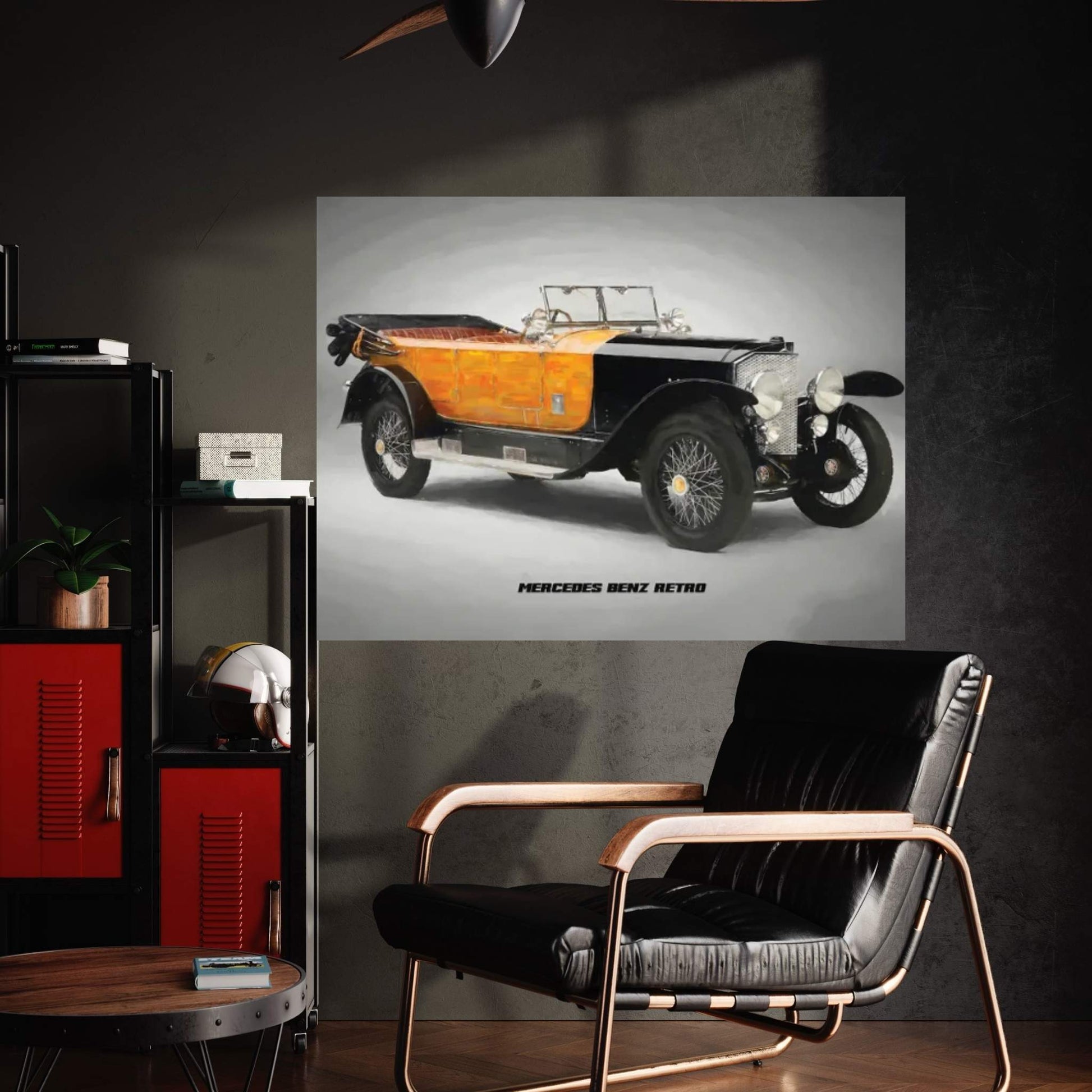 Mercedes Benz Retro In Watercolor Canvas Wall Art - Y Canvas