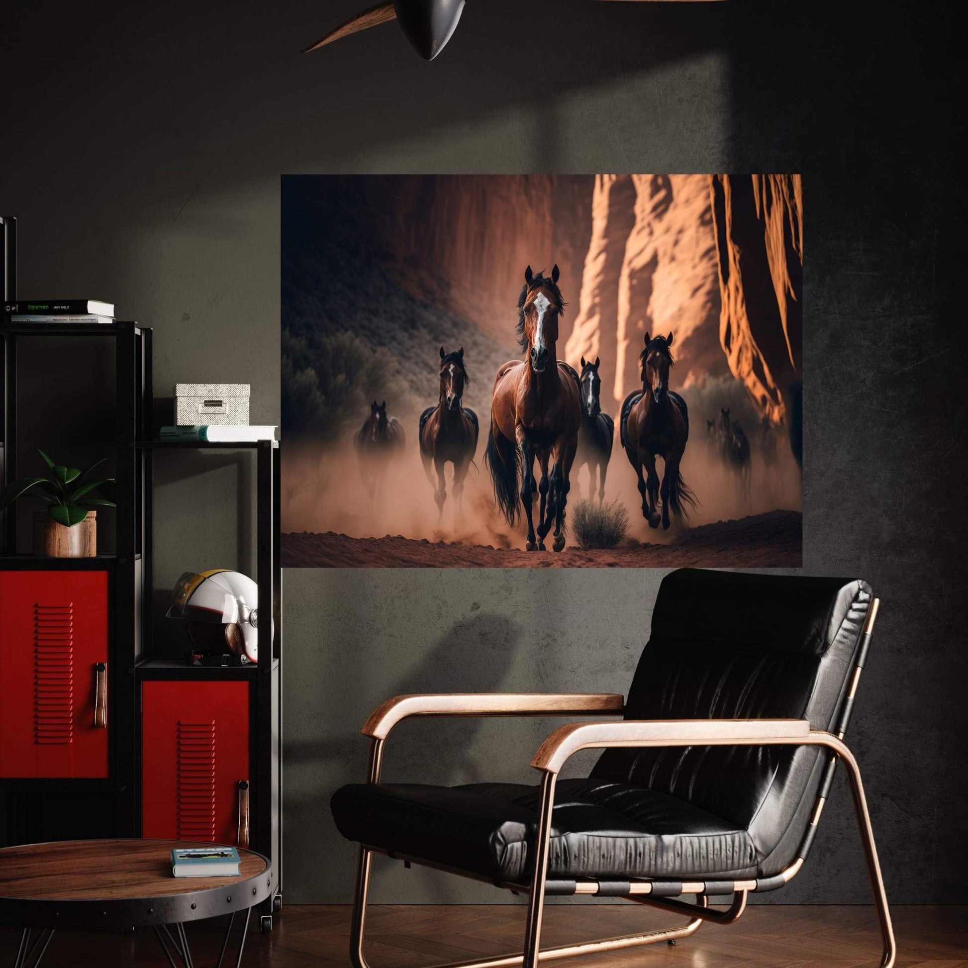 Running Brown Horses,Horse Canvas Wall Art - Y Canvas