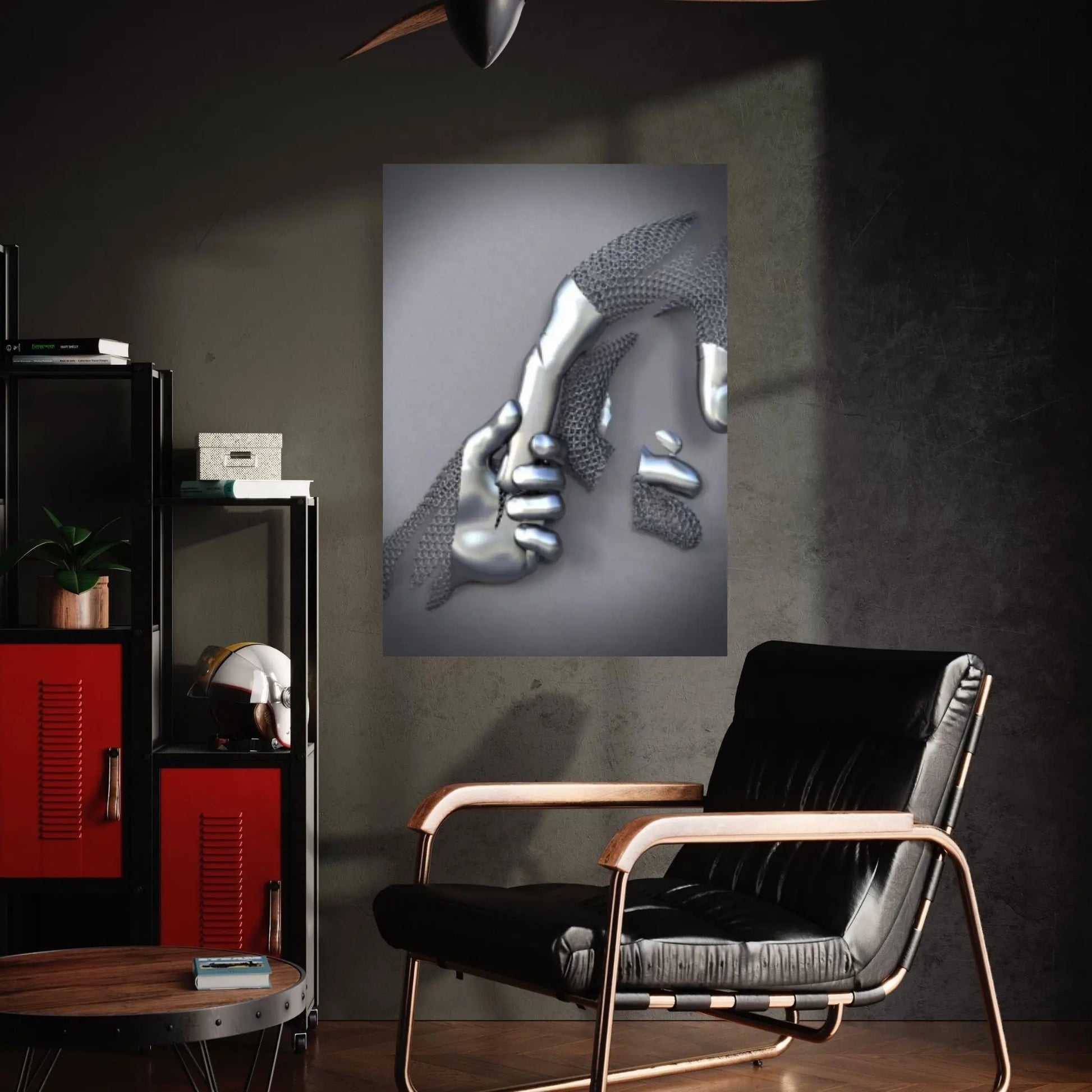 Large 3D Effect Metalic Silver Effect Hand Love Metallic Canvas - Y Canvas