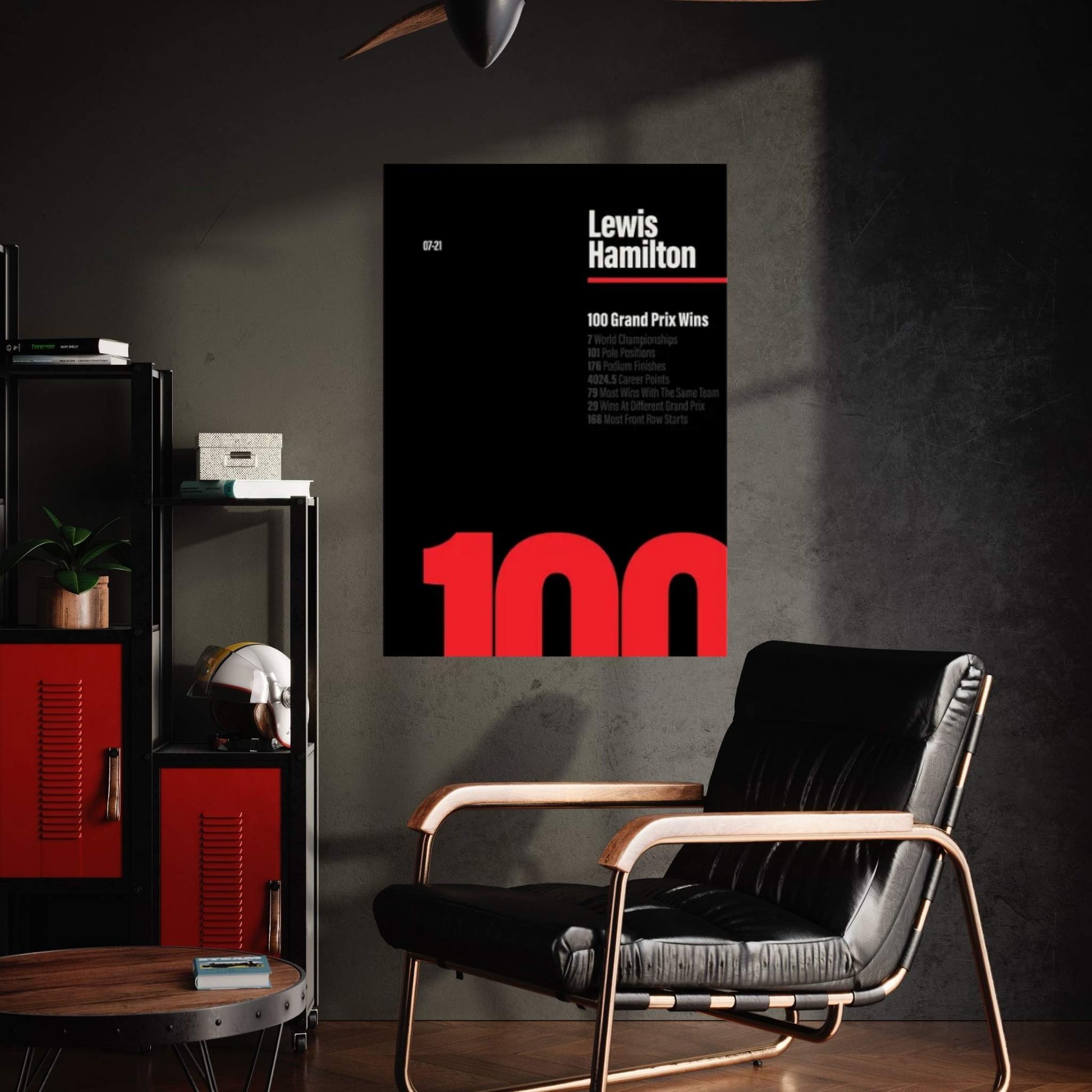Lewis Hamilton 100 Wins (Red/Black) Canvas Wall Art - Y Canvas