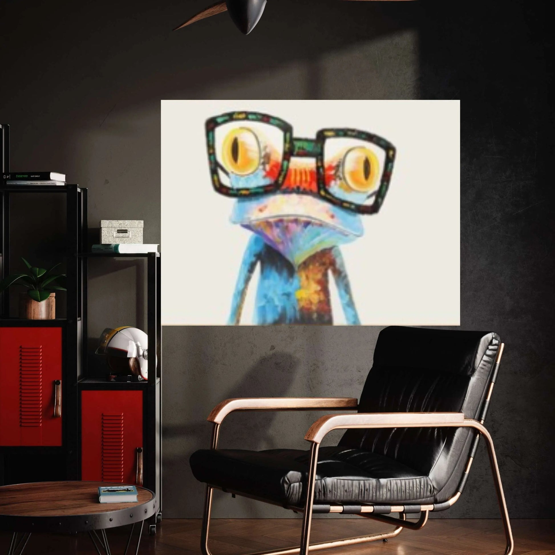 Frog Painting Pop Art Animal Acrylic Paintings On Canvas Original Modern, Knife Texture Framed - Y Canvas