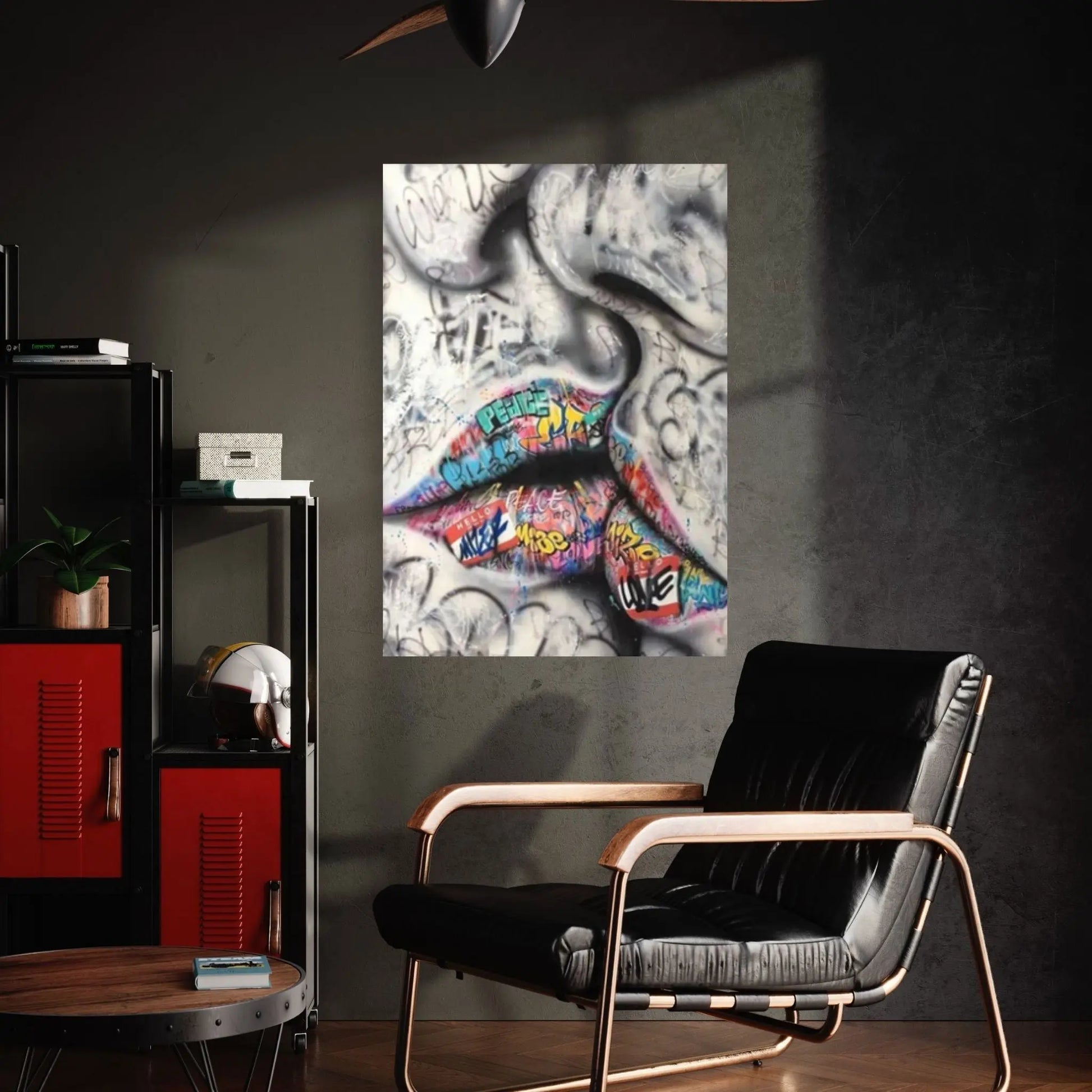 Lover Kissing Street Graffiti Art Painting on Canvas Posters Wall Art - Y Canvas