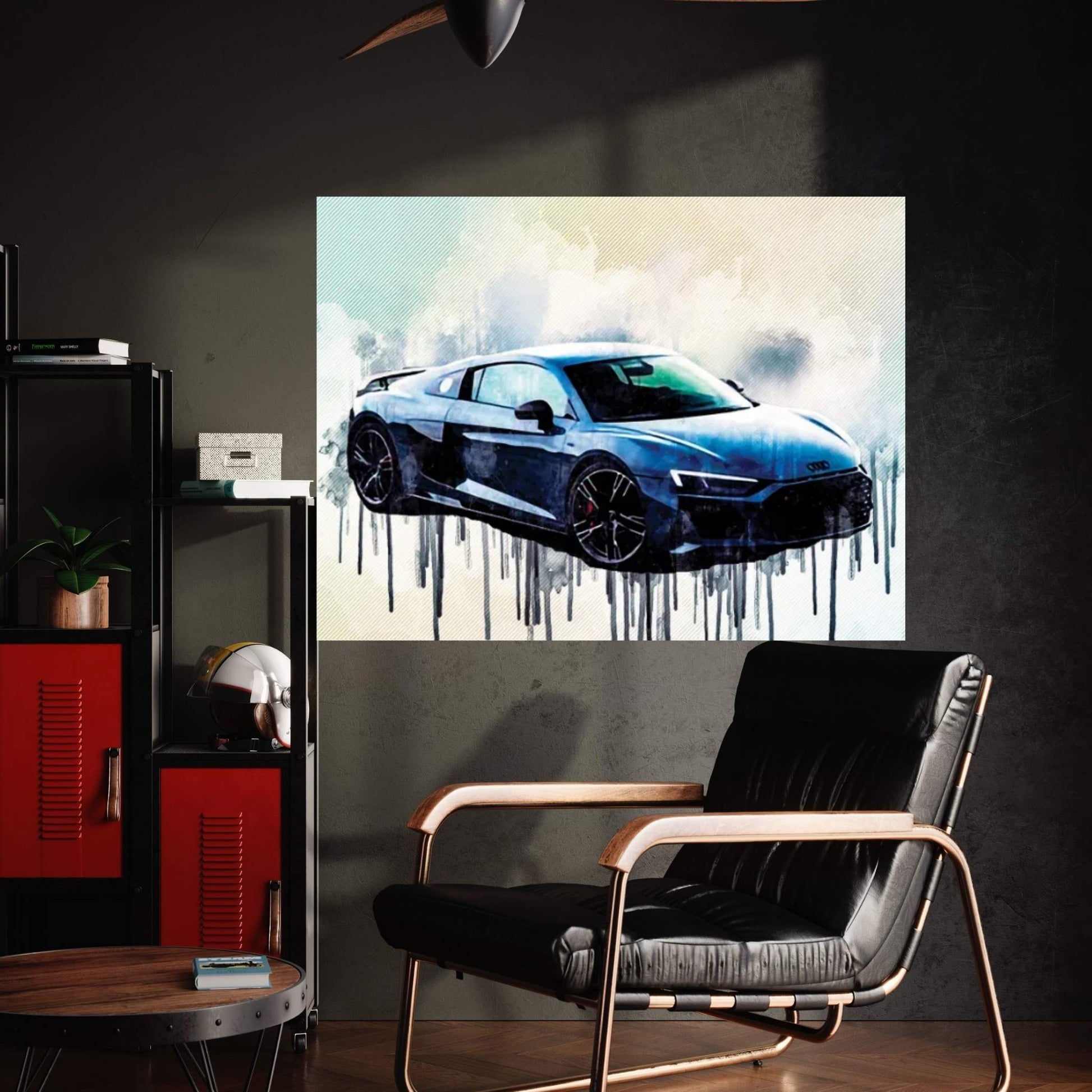 Audi R8 2019 Gray Sports New Gray Tuning R8 Racing Car Canvas Wall Art - Y Canvas