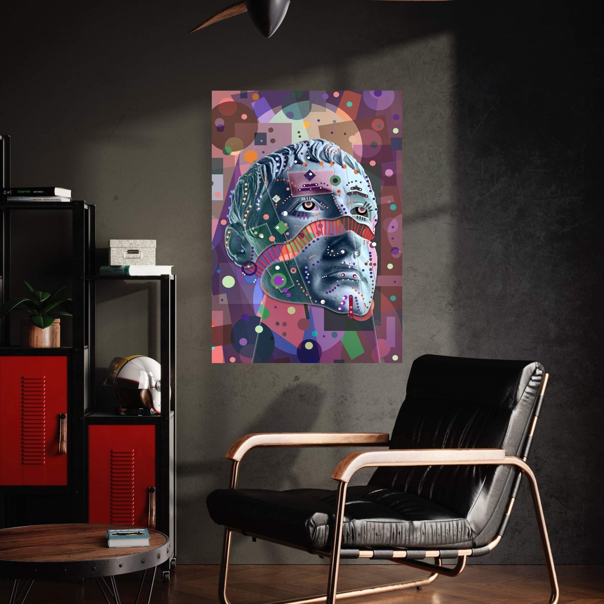 Abstract Modern Line Human Portrait Colored Canvas Wall Art - Y Canvas