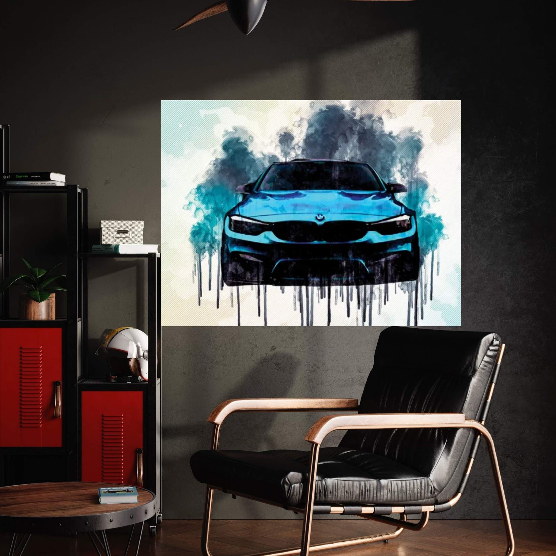 Bmw M3 2018 F80 Front View Tuning M Package Bright Blue Canvas Wall Art - Y Canvas