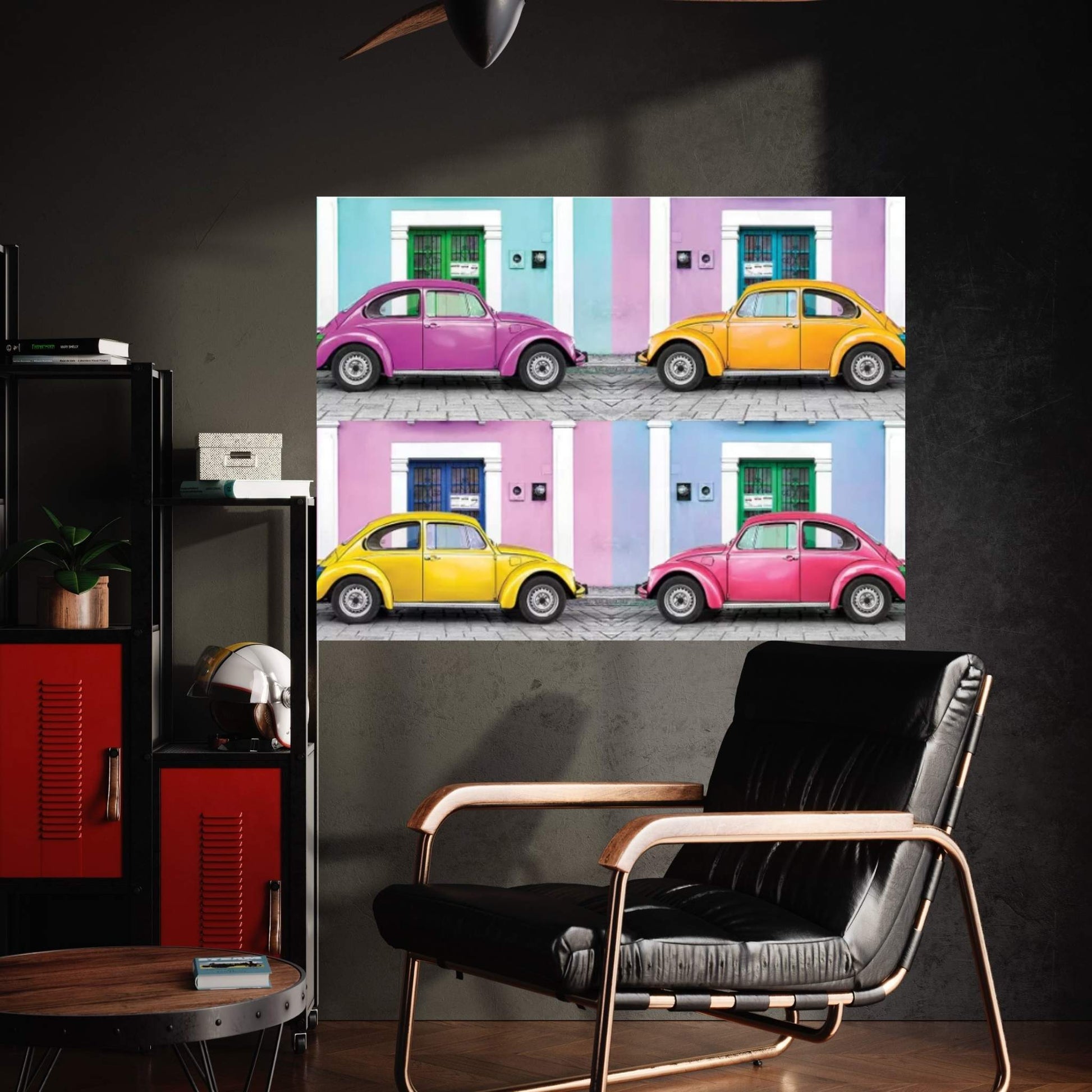 Four VW Beetle Cars II Canvas Wall Art - Y Canvas