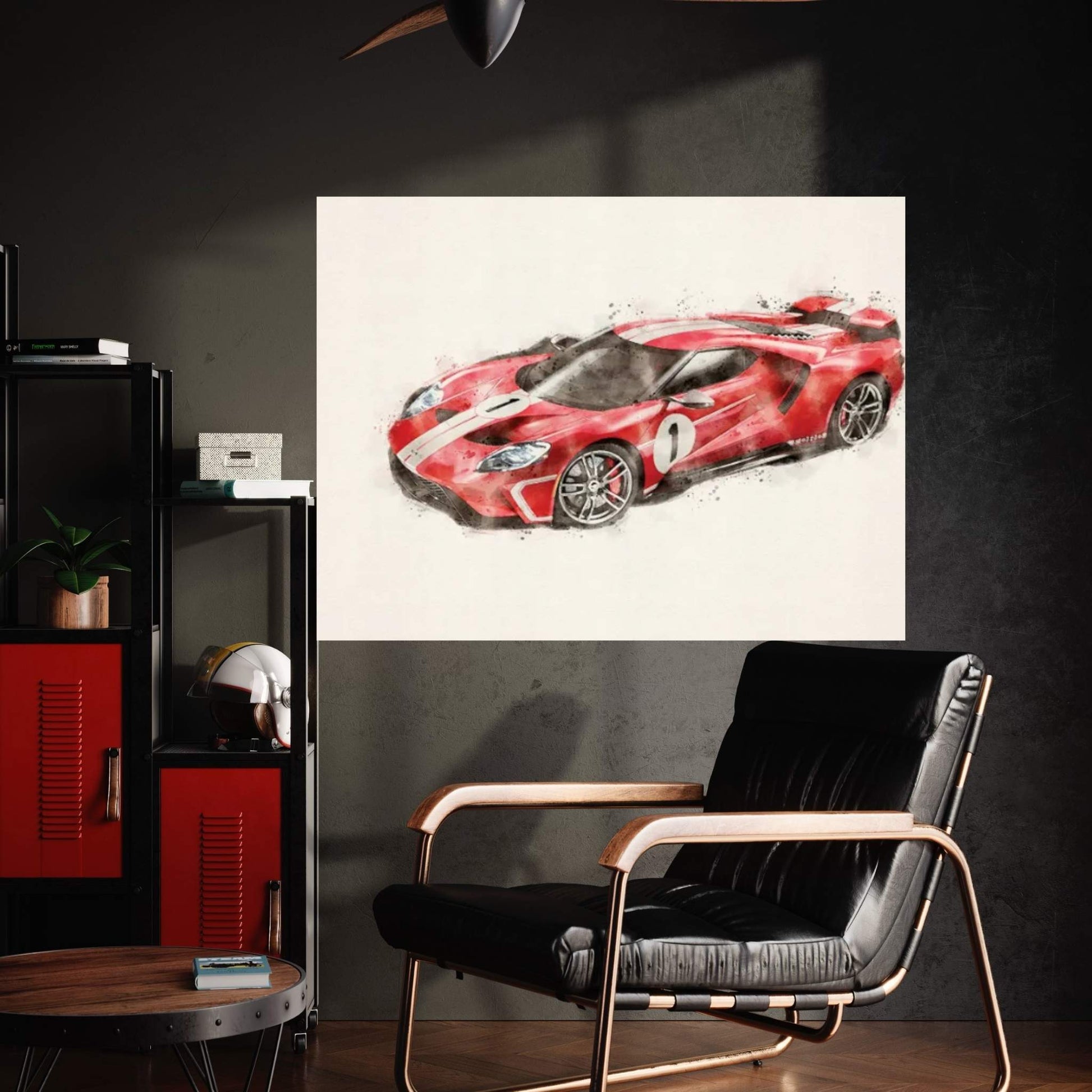 Ford Tuning Gt In Watercolor vII Canvas Wall Art - Y Canvas