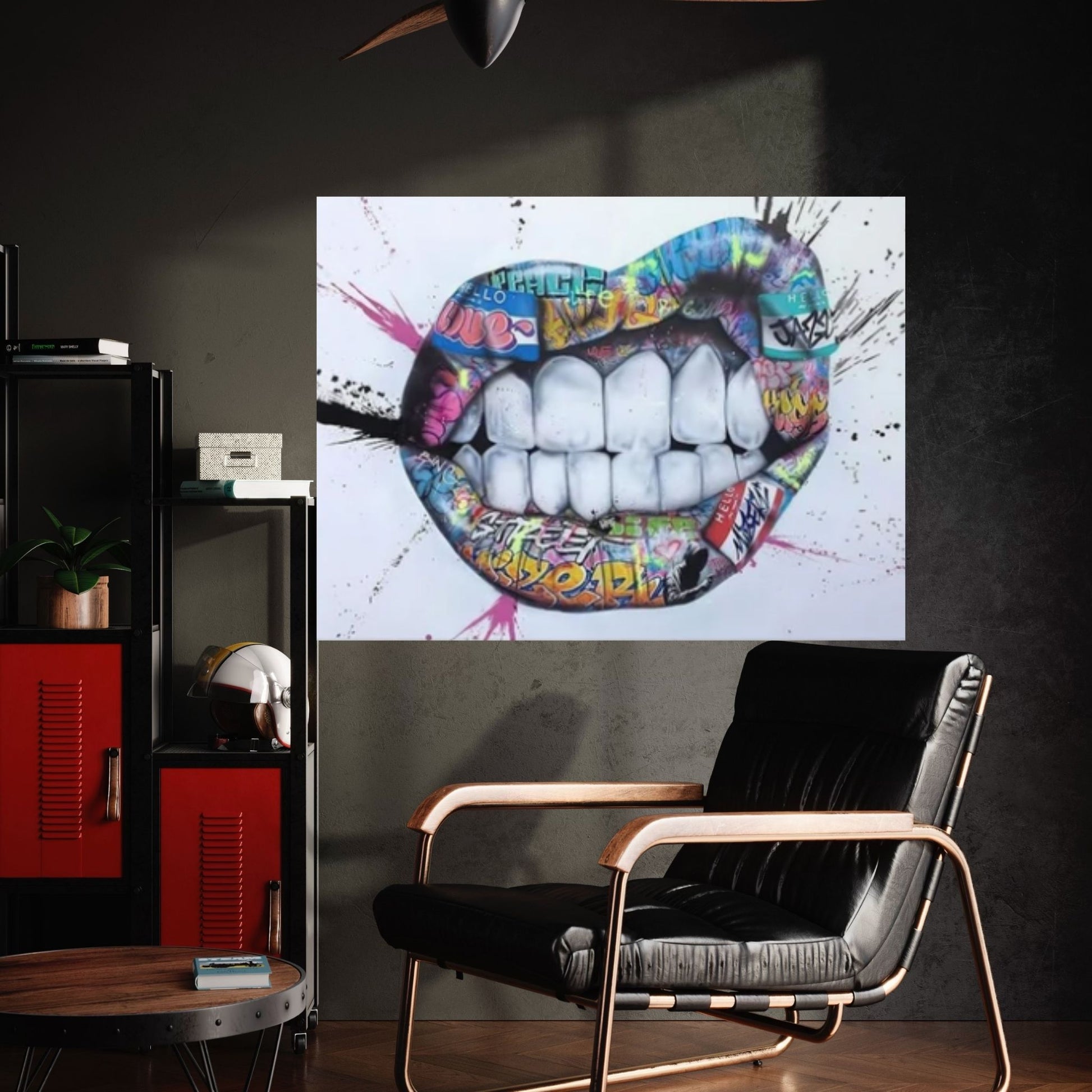 Banksy Poster, Sexy Lip Art Canvas Decor, Print Poster Graffiti Wall Art - Y Canvas