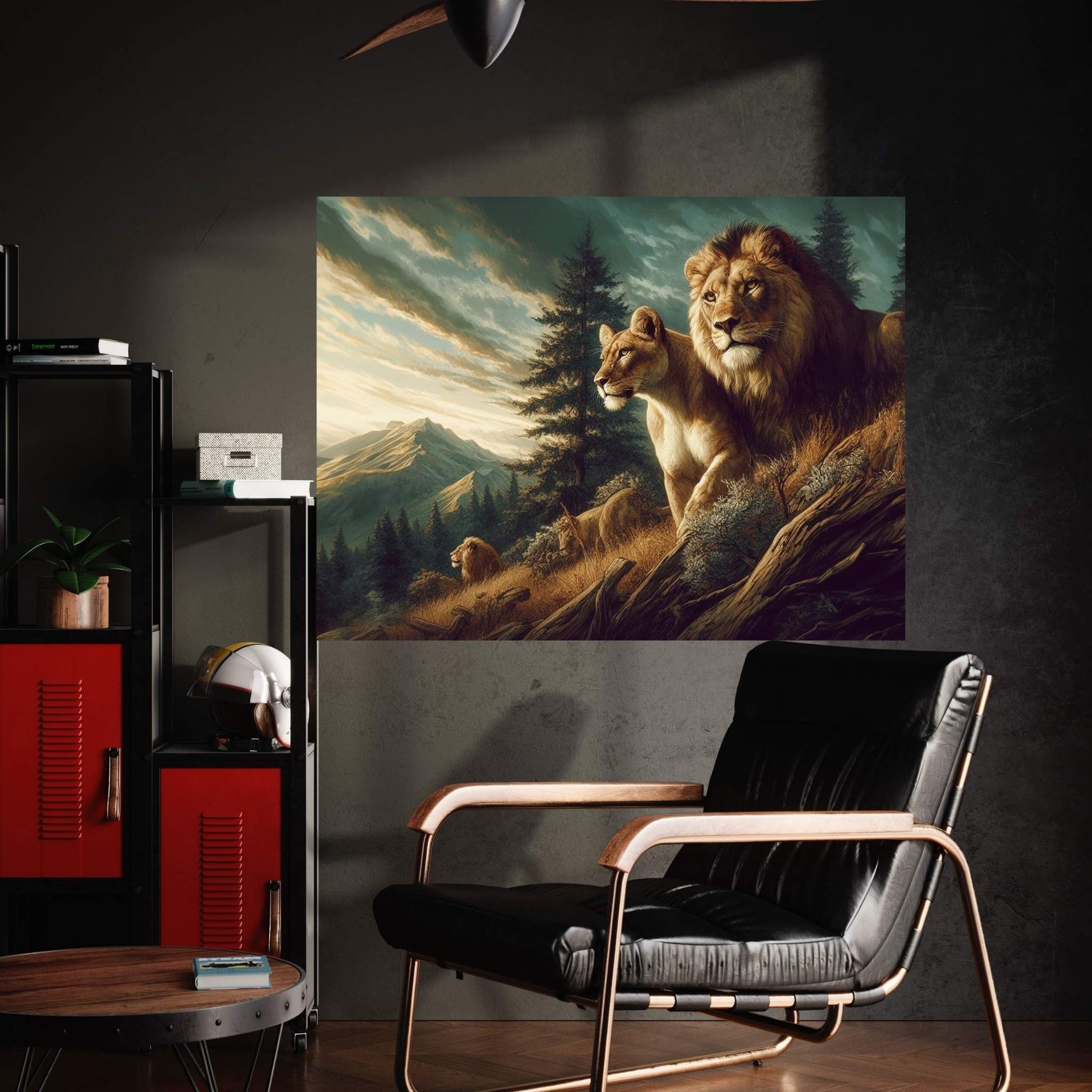 Lion and Tiger Couple Canvas Print Art,Animal Wall Art, Canvas Wall Art - Y Canvas