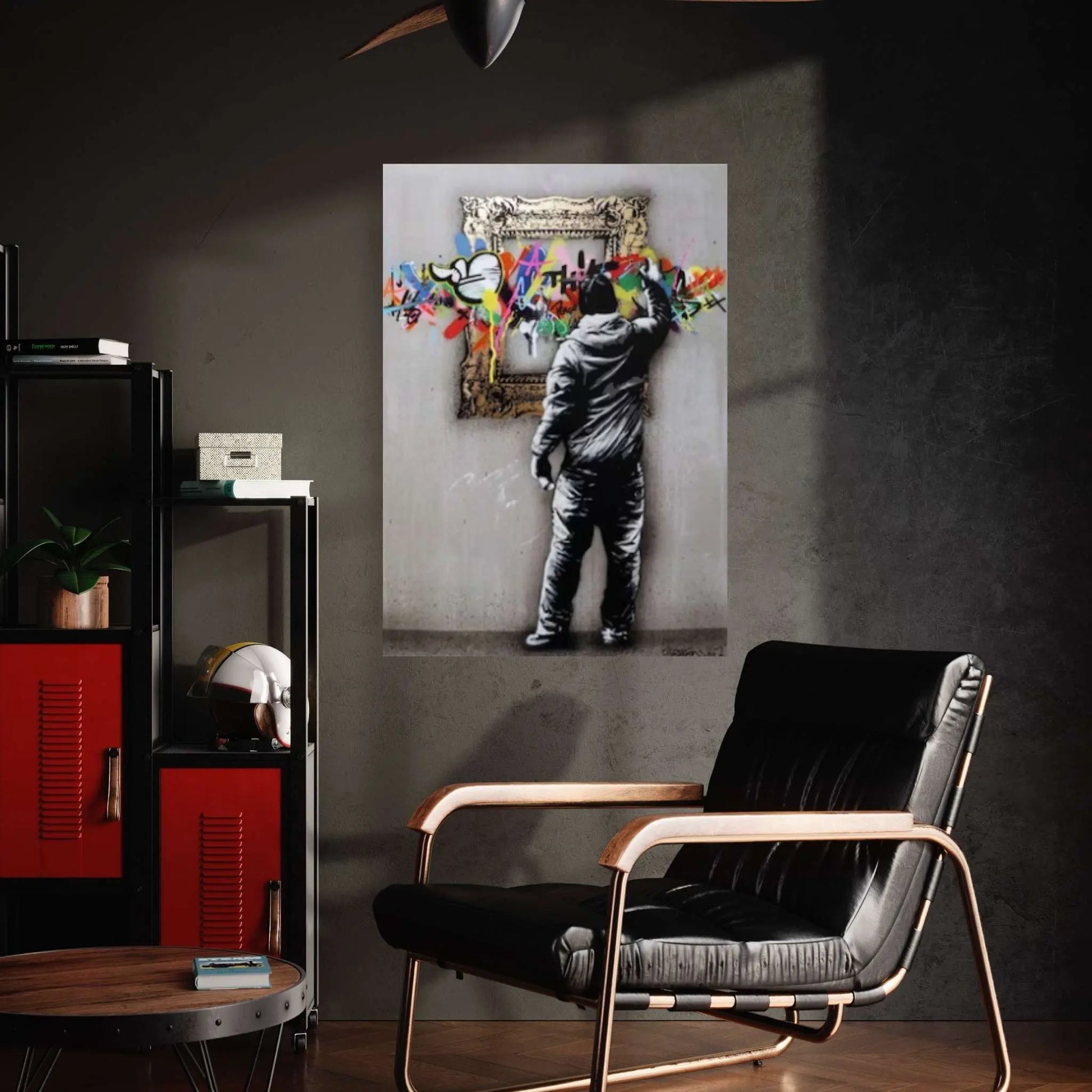 Banksy Graffiti Canvas, Banksy Graffiti Wall Art, Banksy Frame Graffiti Canvas, Banksy Famous Mural, Street Wall Art - Y Canvas