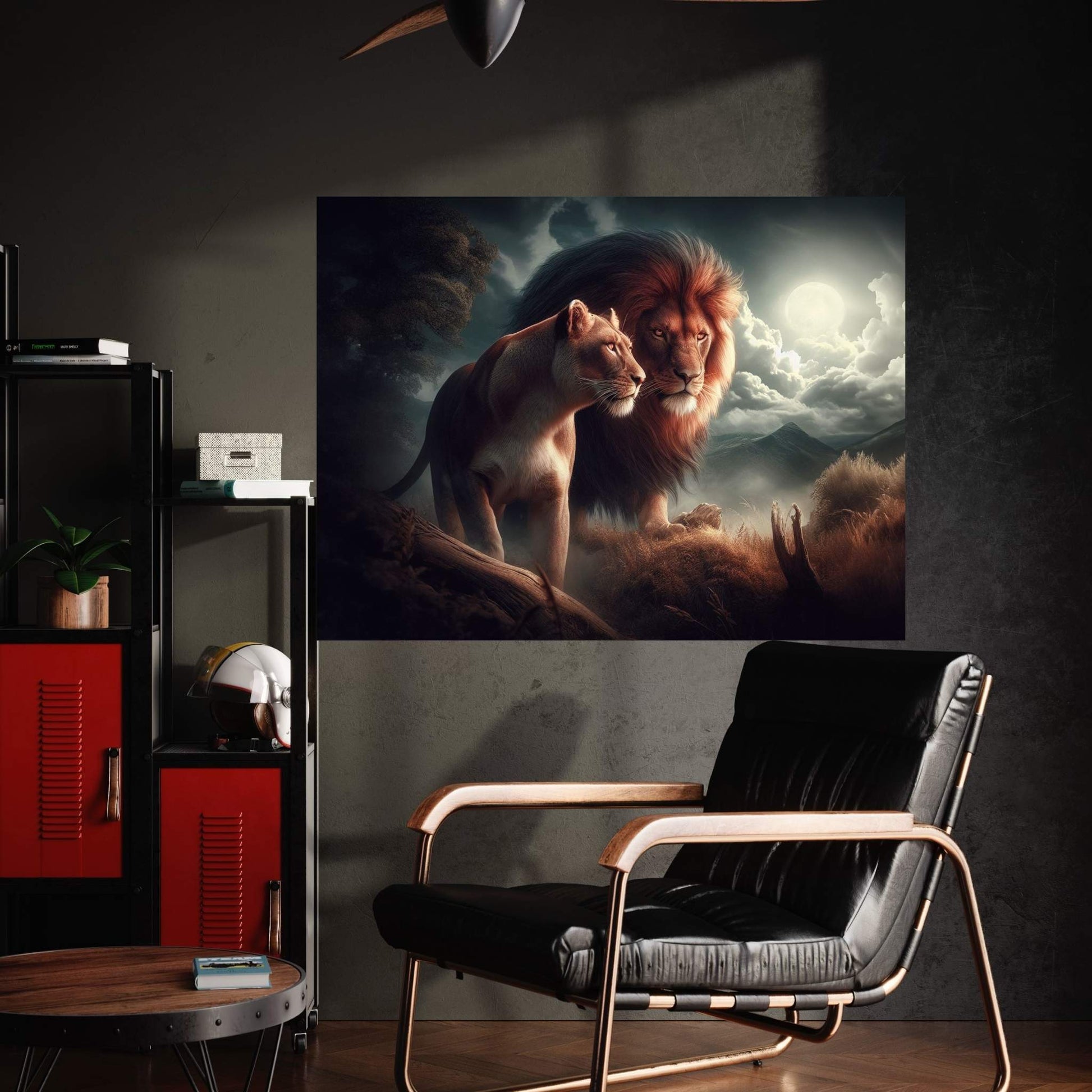 Lion and Tiger Couple Canvas Print Art,Animal Wall Art, Canvas Wall Art - Y Canvas