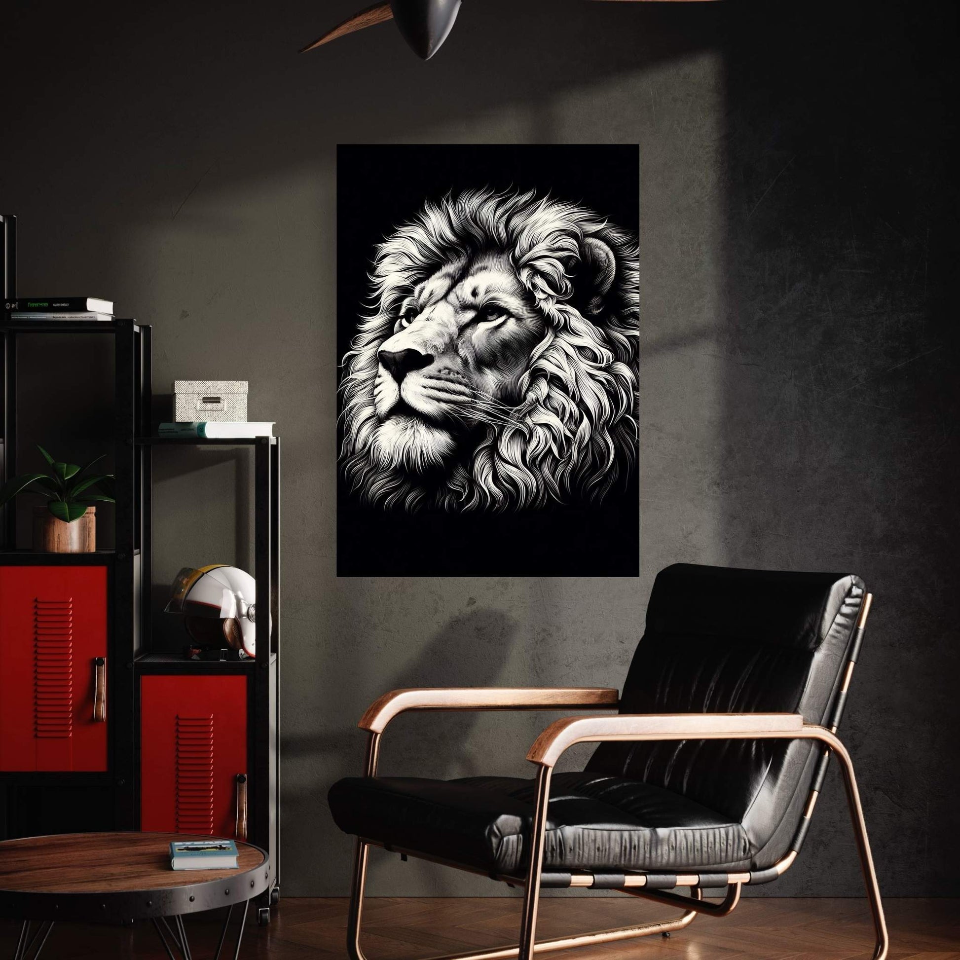 Lion White Black Canvas Wall Art - Y Canvas