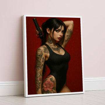 Enchanting Tattooed Samurai Woman Canvas Wall Art