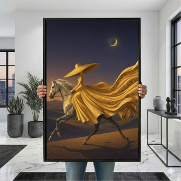 Majestic Woman In Flowing Golden Gown Canvas Wall Art