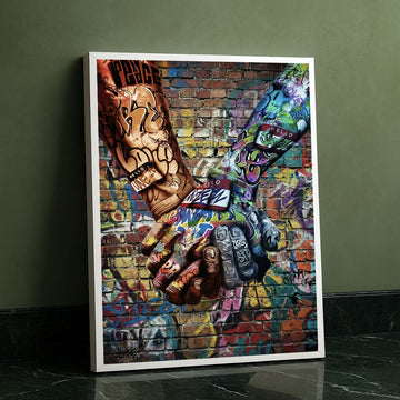 Vibrant Graffiti Hands In Unity Canvas Wall Art