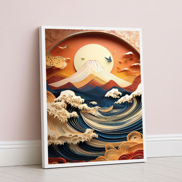 Majestic Mountain And Ocean Waves Canvas Wall Art
