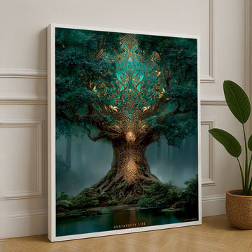 Majestic Enchanted Tree With Celtic Patterns Canvas Wall Art