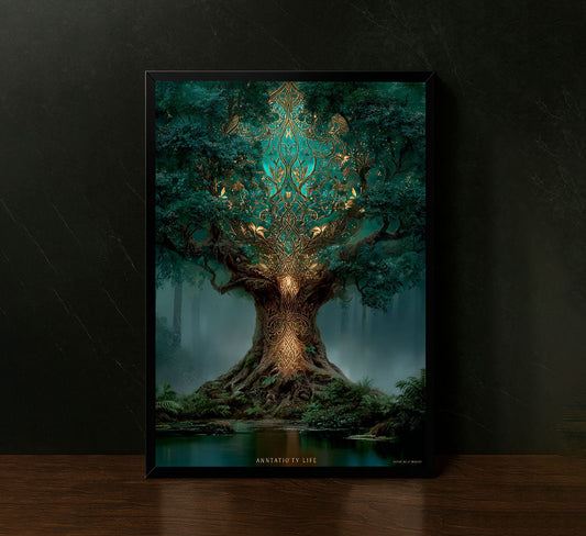 Majestic Enchanted Tree With Celtic Patterns Canvas Wall Art