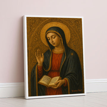 Enchanting Woman With Halo And Book Canvas Wall Art
