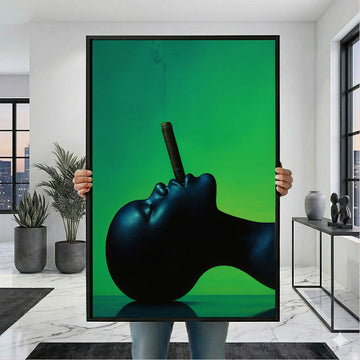Bold Black Woman Smoking Cigar Canvas Wall Art Print | Modern Living Room Decor | Statement Piece