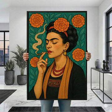 Enchanting Woman With Floral Background Canvas Wall Art
