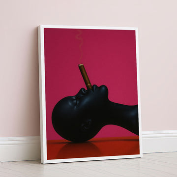 Striking Black Woman With Cigar On Red Canvas Wall Art