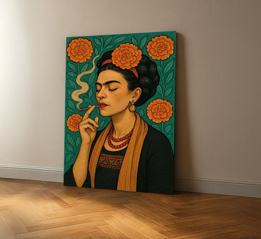 Enchanting Woman With Floral Background Canvas Wall Art