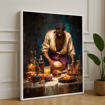Rustic Culinary Scene With Chef Canvas Wall Art