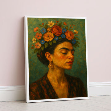 Enchanting Woman With Floral Crown Canvas Wall Art