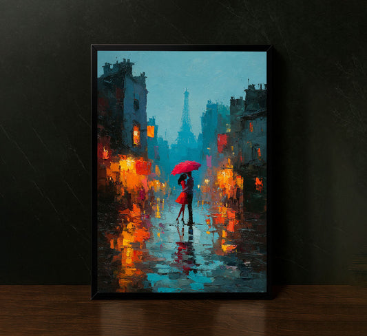Romantic Parisian Evening With Eiffel Tower Canvas Wall Art