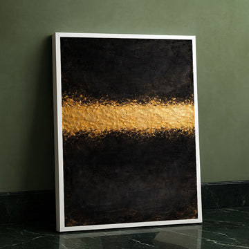 Dramatic Black And Gold Textured Stripe Canvas Wall Art