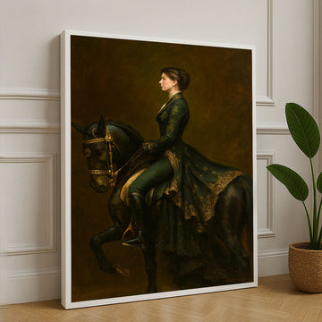 Elegant Equestrian Lady In Vintage Dress Canvas Wall Art