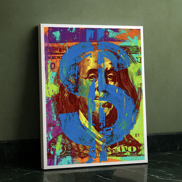 Vibrant Multicolor Dollar Sign Portrait Canvas Wall Art