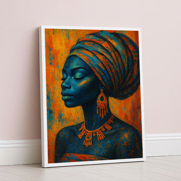 Majestic African Woman In Vibrant Headwrap Canvas Wall Art