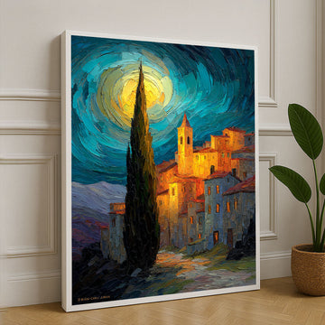 Van Gogh Inspired Starry Night Village Canvas Wall Art
